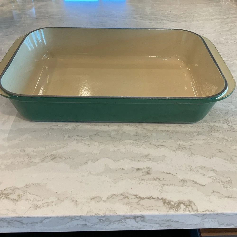 Le Creuset #40 Lasagna Baking Pan Enameled Cast Forest Gradient Green France